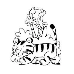 Coloriage Petit tigre avec fleurs