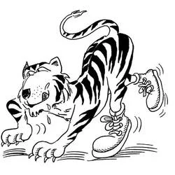 Coloriage Tigre jouant avec une chaussure