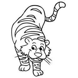 Coloriage Tigre en équilibre sur les mains
