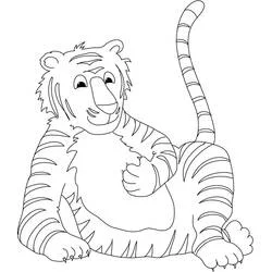 Coloriage Tigre assis avec un sourire bienveillant