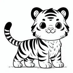 Coloriage Tigre aux grands yeux et pelage rayé