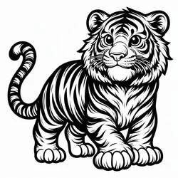 Coloriage Tigre debout avec motifs rayés