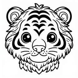 Coloriage Tigre visage mignon avec rayures