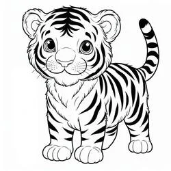Coloriage Tigre en position debout de face