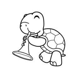 Coloriage Tortue jouant de la trompette