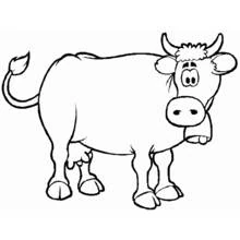 Coloriage Vache debout aux cornes bouclées