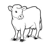 Coloriage Vache debout dans l'herbe