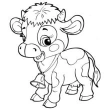 Coloriage Vache avec clochette au cou