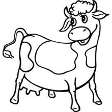 Coloriage Vache souriante debout dans la ferme