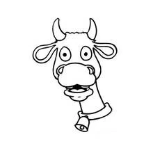 Coloriage Vache tête avec une clochette au cou