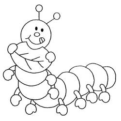 Coloriage Ver de terre souriant qui salue