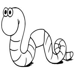 Coloriage Ver de terre qui s'enroule