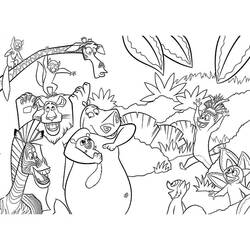 Coloriage Personnages de Madagascar en pleine fête
