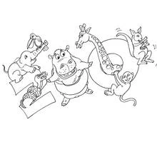 Coloriage Animaux du zoo qui dansent ensemble