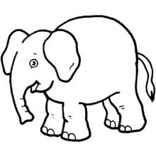Coloriage Éléphant debout trompe baissée