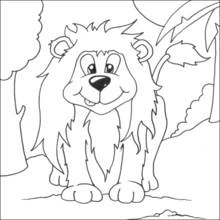 Coloriage Lion assis dans la jungle