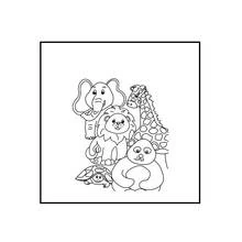 Coloriage Groupe d'animaux du zoo réunis