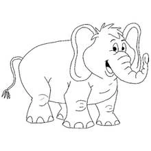 Coloriage Éléphant marchant avec un visage souriant