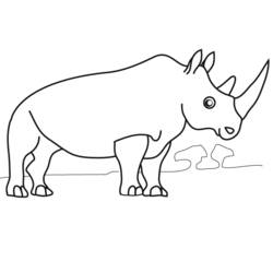 Coloriage Rhinocéros debout dans la savane