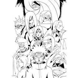 Coloriage Akatsuki portrait de groupe