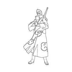Coloriage Kisame en manteau Akatsuki avec son sabre
