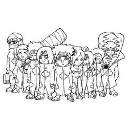Coloriage Akatsuki en groupe façon chibi