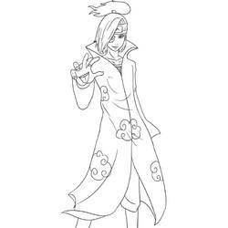 Coloriage Deidara Akatsuki avec la technique de la bouche