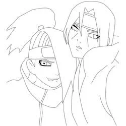 Coloriage Deidara et Itachi de Akatsuki