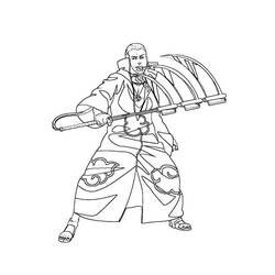 Coloriage Hidan brandissant sa faux à trois lames