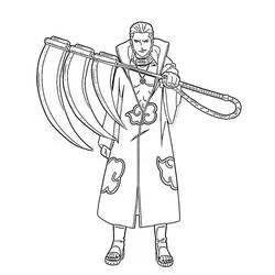 Coloriage Hidan tenant sa faux à trois lames
