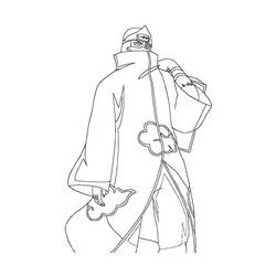 Coloriage Kakuzu de Akatsuki debout dans son manteau