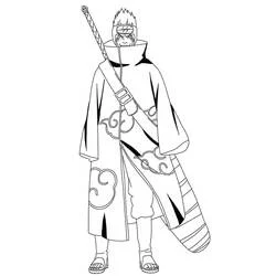 Coloriage Kisame debout avec son épée géante