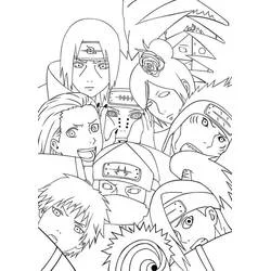 Coloriage Akatsuki portrait de groupe des membres