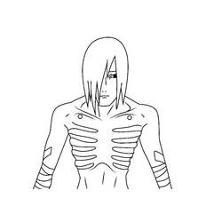Coloriage Nagato debout torse nu avec des bandages sur les bras