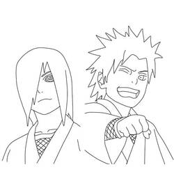 Coloriage Nagato et Yahiko côte à côte