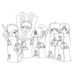 Coloriage Membres de l'Akatsuki en groupe avec capes