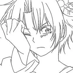Coloriage Yoon avec une expression pensive