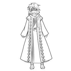 Coloriage Zeno debout dans une longue robe à motifs