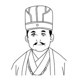Coloriage Emperor Il en portrait avec sa coiffe royale