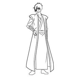 Coloriage Hak Son debout en robe traditionnelle