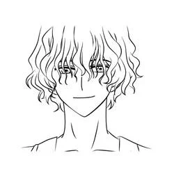 Coloriage Ik-su aux cheveux ondulés cachant ses yeux
