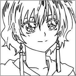 Coloriage Yona aux cheveux courts et boucles d'oreilles