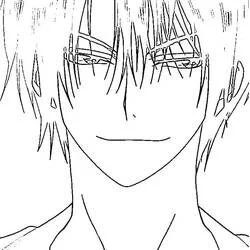 Coloriage Hak avec les cheveux cachant ses yeux