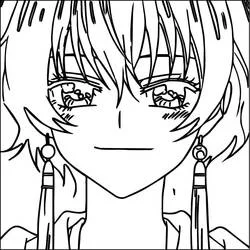 Coloriage Yona portrait en gros plan avec boucles d'oreilles à pompons