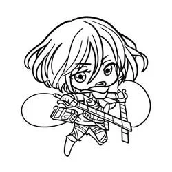 Coloriage Mikasa chibi en position de combat