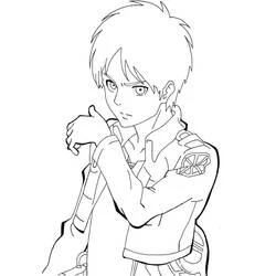 Coloriage Eren Jäger avec un regard déterminé