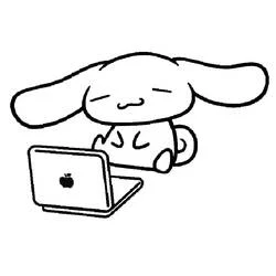 Coloriage Cinnamoroll avec un ordinateur portable Coloriage Cinnamoroll avec un ordinateur portable