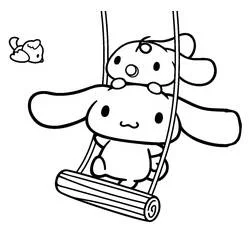 Coloriage Cinnamoroll ludique sur une balançoire Coloriage Cinnamoroll ludique sur une balançoire