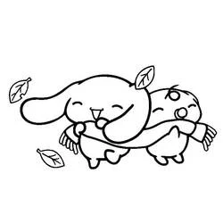 Coloriage Cinnamoroll partageant une écharpe avec un ami Coloriage Cinnamoroll partageant une écharpe avec un ami