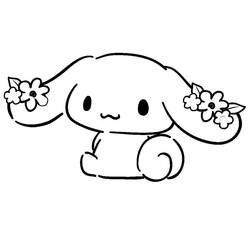 Coloriage Cinnamoroll aux oreilles décorées de fleurs Coloriage Cinnamoroll aux oreilles décorées de fleurs